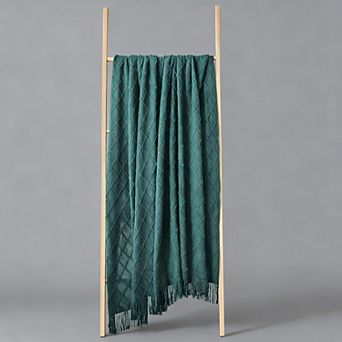Knitted Throw Blanket Tassel Farmhouse Decor