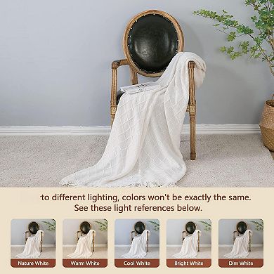 Knitted Throw Blanket Soft Tassel Lightweight Decorative