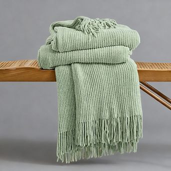 Knitted Throw Blanket Soft Tassel Lightweight Decorative