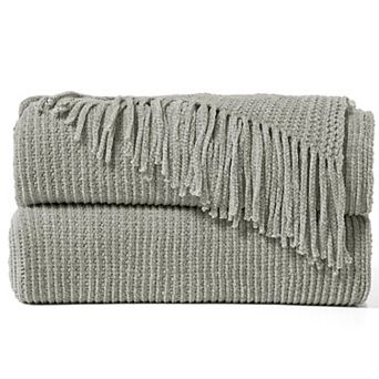 Knitted Throw Blanket Soft Tassel Lightweight Decorative