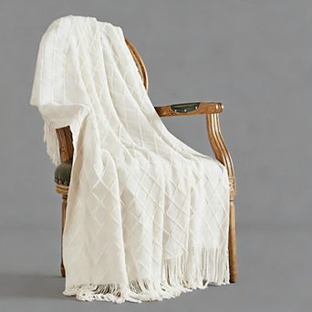 Knitted Throw Blanket Soft Tassel Lightweight Decorative