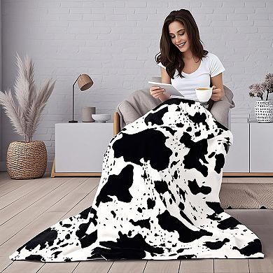 Cow Print Blanket Soft Fleece Throw