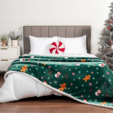 Throw Blanket Reversible Fleece Holiday Decor