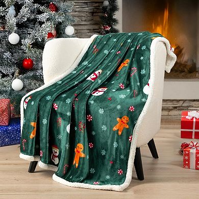 Throw Blanket Reversible Fleece Holiday Decor