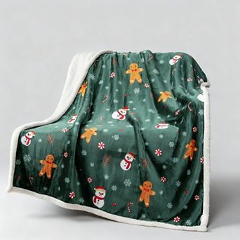 Throw Blanket Reversible Fleece Holiday Decor