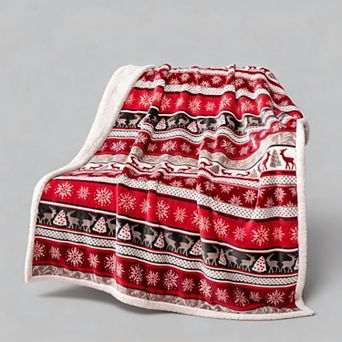 Throw Blanket Reversible Fleece Holiday Decor
