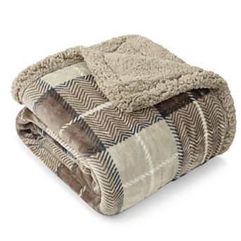 Plaid Sherpa Throw Blanket Soft Fleece
