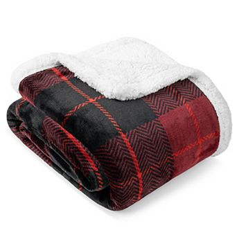 Plaid Sherpa Throw Blanket Soft Fleece