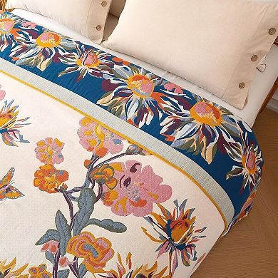 Boho Cotton Throw Blanket Reversible Lightweight Soft Summer Bed Quilt