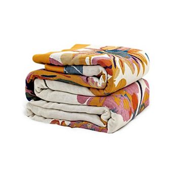 Boho Cotton Throw Blanket Reversible Lightweight Soft Summer Bed Quilt