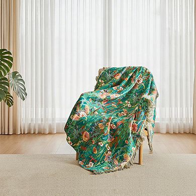 Boho Throw Blanket Cotton Muslin 4-Layer Floral