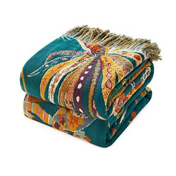 Boho Throw Blanket Cotton Muslin 4-Layer Floral
