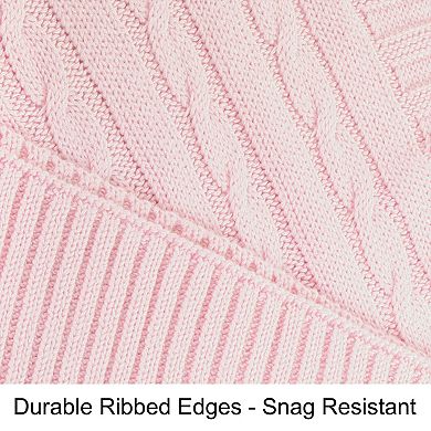 Cotton Cable Knit Throw Blanket Lightweight Breathable Soft