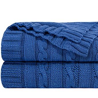 Cotton Cable Knit Throw Blanket Lightweight Breathable Soft