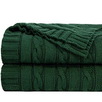 Cotton Cable Knit Throw Blanket Lightweight Breathable Soft