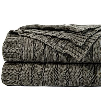 Cotton Cable Knit Throw Blanket Lightweight Breathable Soft