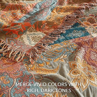 Boho Throw Blanket Cotton Jacquard Floral Tassel