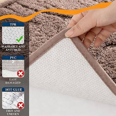 3 Piece Ultra Soft Absorbent Non Slip Washable Bath Rug Set