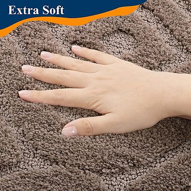 3 Piece Ultra Soft Absorbent Non Slip Washable Bath Rug Set