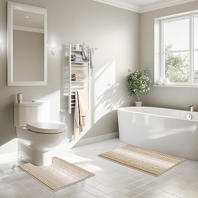 Bathroom Rugs Set 2 Piece Chenille Absorbent Non-Slip Washable
