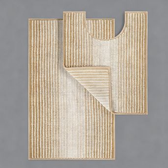 Bathroom Rugs Set 2 pc Chenille Absorbent Non-Slip Washable