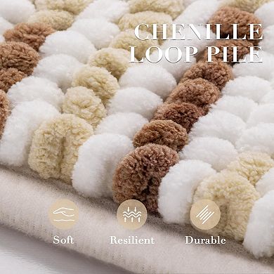 Chenille Bath Mat Set 3 Piece Non-slip Absorbent Bathroom Rugs