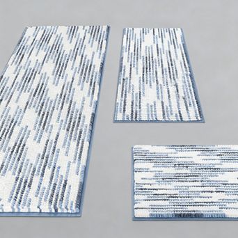 Chenille Bath Mat Set 3 pc Non-slip Absorbent Bathroom Rugs