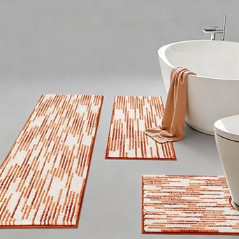 Chenille Bath Mat Set 3 pc Non-slip Absorbent Bathroom Rugs