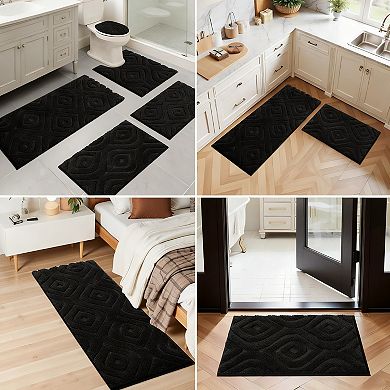 5 Piece Bathroom Rug Set Soft Absorbent Non Slip Washable