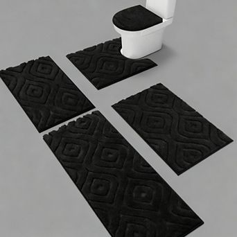 5 pc Bathroom Rug Set Soft Absorbent Non Slip Washable