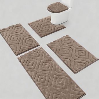 5 pc Bathroom Rug Set Soft Absorbent Non Slip Washable