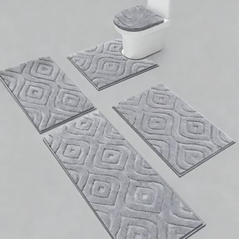 5 pc Bathroom Rug Set Soft Absorbent Non Slip Washable