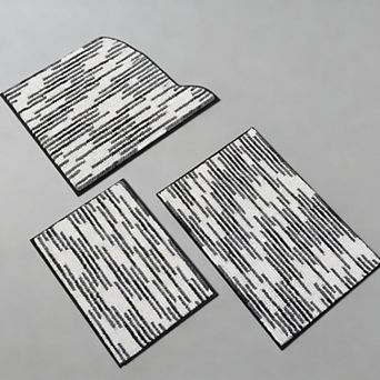 Chenille Bath Mat Set 3 pc Non-Slip Absorbent Gradient Stripe