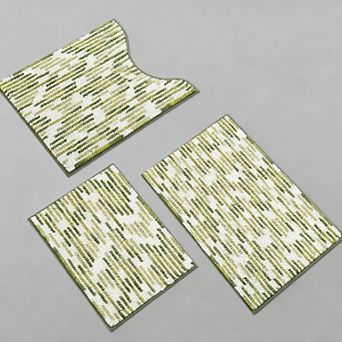 Chenille Bath Mat Set 3 pc Non-Slip Absorbent Gradient Stripe