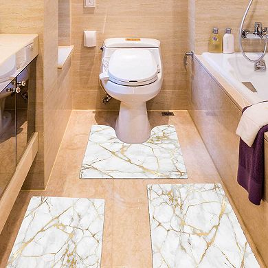 Bathroom Rugs Set 3 Piece Gray Absorbent Quick Dry Non-slip