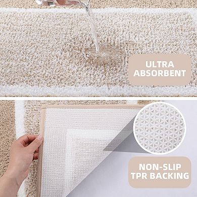 Bathroom Rugs Set 3 Piece Shaggy Absorbent Non Slip Washable