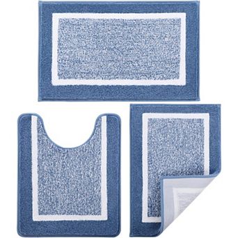 Bathroom Rugs Set 3 pc Shaggy Absorbent Non Slip Washable