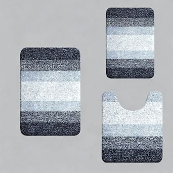 Bathroom Rugs Sets 3 pc Soft Absorbent Bath Mats U-shaped Toilet Rug Plush Shaggy