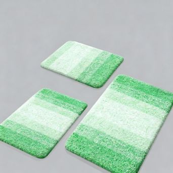 Bathroom Rugs Sets 3 pc Soft Absorbent Bath Mats U-shaped Toilet Rug Plush Shaggy
