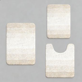 Bathroom Rugs Sets 3 pc Soft Absorbent Bath Mats U-shaped Toilet Rug Plush Shaggy
