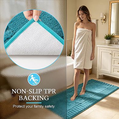Bathroom Rugs Non Slip Washable Shower Mat Plush Shaggy Absorbent Bath Set