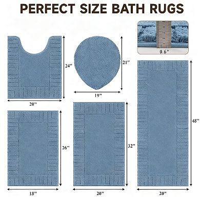 Bathroom Rugs Non Slip Washable Shower Mat Plush Shaggy Absorbent Bath Set