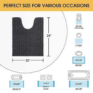 Chenille Bathroom Rug Mat Contour Non Slip Absorbent