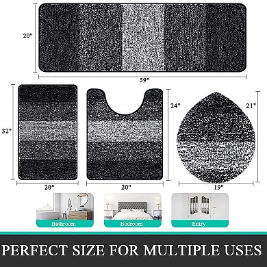 Bathroom Rugs Sets 4 Piece Soft Absorbent Non-slip Plush Shaggy