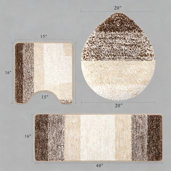Bathroom Rugs Sets 4 pc Soft Absorbent Non-slip Plush Shaggy