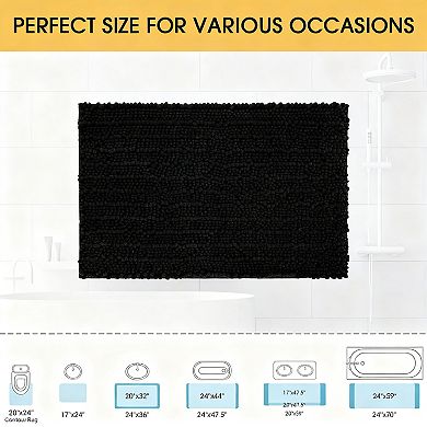 Chenille Bath Rug Soft Absorbent Non Slip