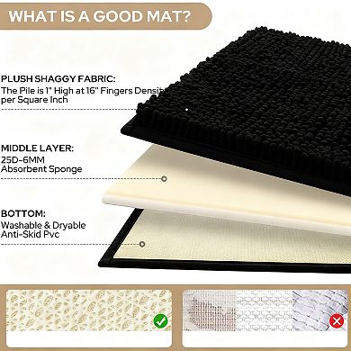 3-Piece Chenille Bath Rug Set Ultra Soft Non-Slip Absorbent