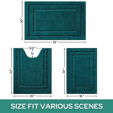 Bathroom Rugs Set 3 Piece Soft Absorbent Non Slip Microfiber Bath Mat U-Shaped