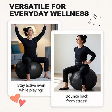 Yoga Exercise Stability Ball with Pump for Core Training Office Physical Therapy