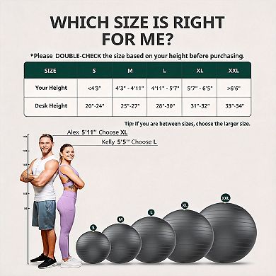 Yoga Exercise Stability Ball with Pump for Core Training Office Physical Therapy